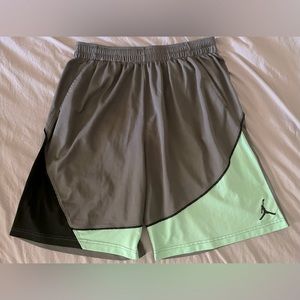Air Jordan Gray, Black & Mint Green Dri-fit Shorts Size XL